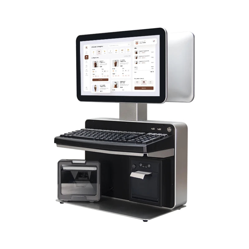 14-Inch Touch Screen POS System for Supermarkets | All-in-One Cash Register with Printer & Scanner