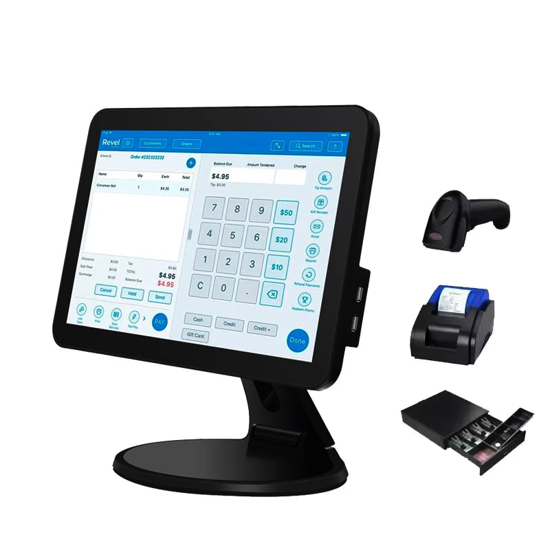 15.6inch POS Terminal Touch Screen Cash Register All in One Machine POS Systems OEM Hardware Scanner Printer Drawer for Shop