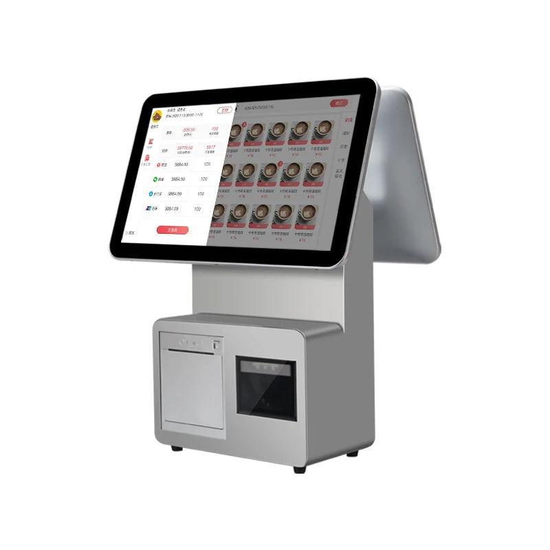 Catering Dual Touch Screen 15.6inch Pos System Desktop Tablet Pc Smart All in One Cashless Payment Cashier Machine