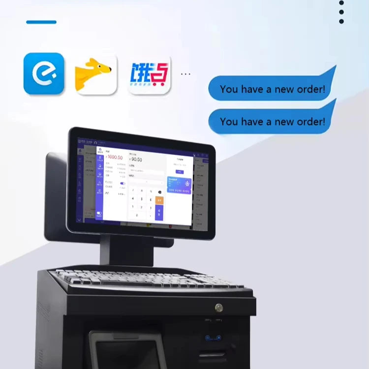 14inch Dual Screen POS Systems Desktop Pc Cash Register Machine POS Terminal Hardware NFC QR Scanner Printer for Supermarket