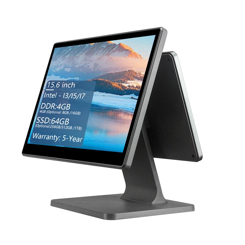 Cheap POS Hardware Devices 15.6inch Dual Touch Screen Epos Terminal Machine POS Systems Cash Register for Small Businesses
